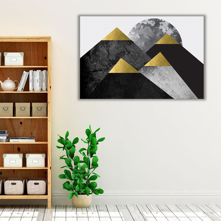 espresso framed canvas black gold abstract art