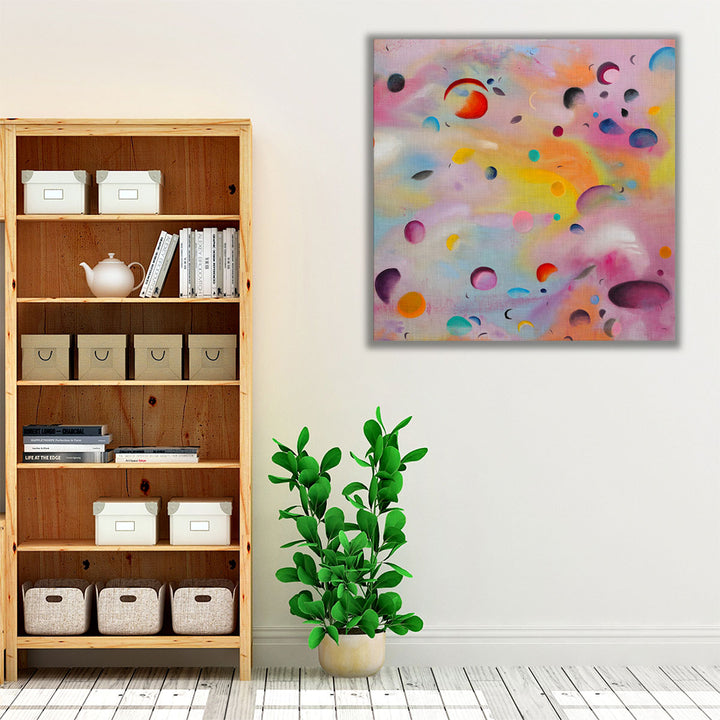 Espresso framed vibrant abstract wall art