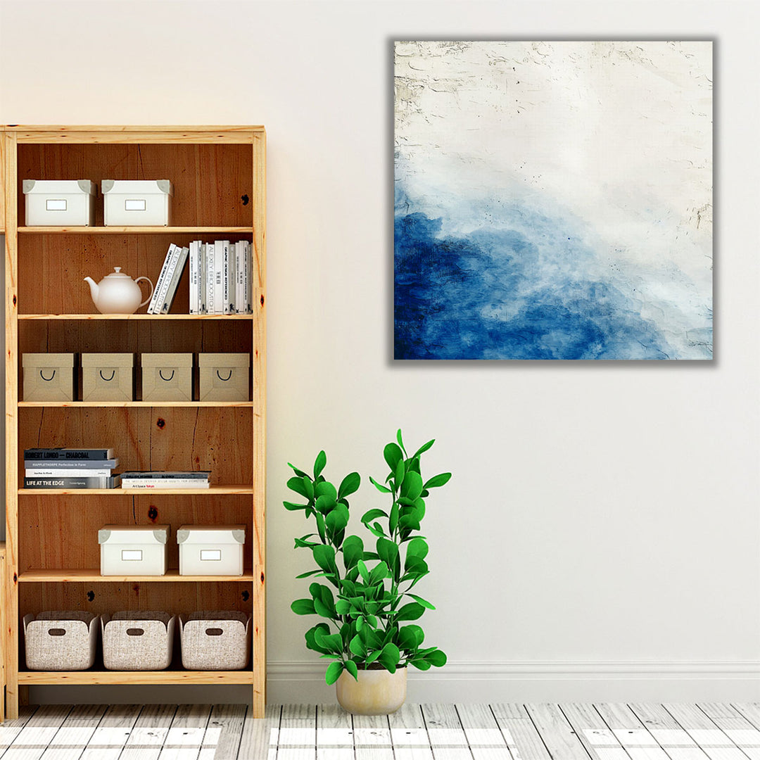 blue white wrapped canvas artwork