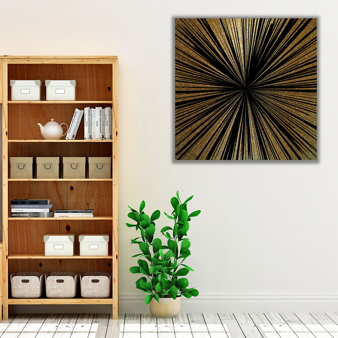 dramatic black and gold abstract canvas