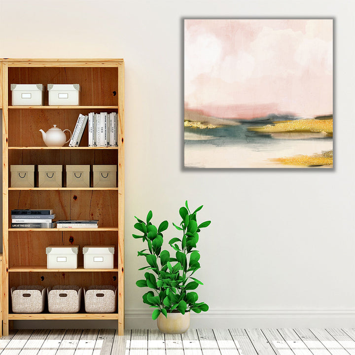 neutral and yellow abstract wall art