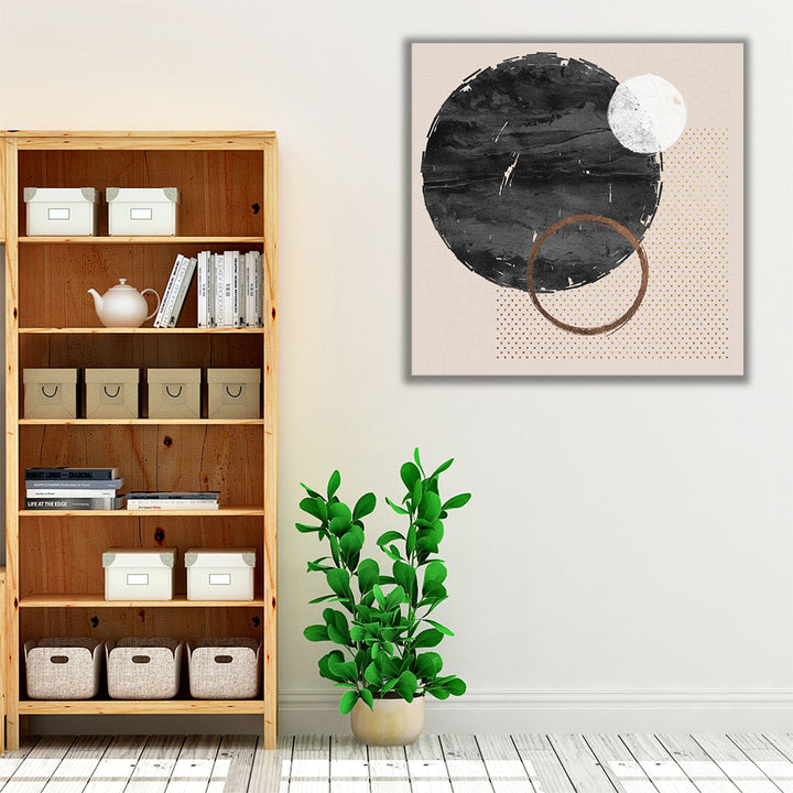 brown black white minimalist living room artwork