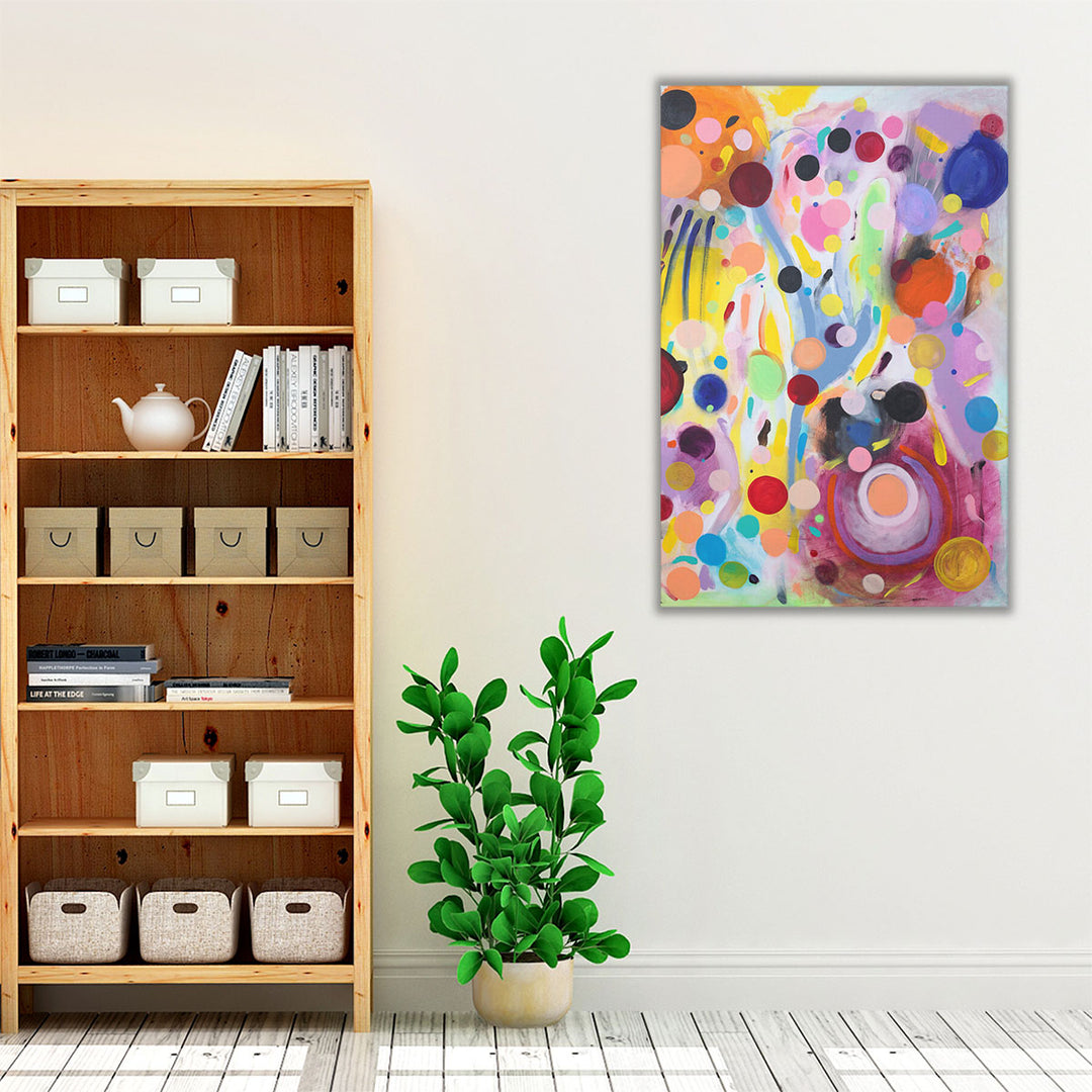 Living room canvas art colorful watercolor circle