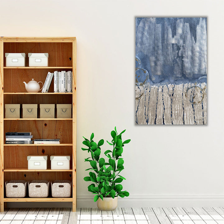 Soft neutral backdrop with blue accents