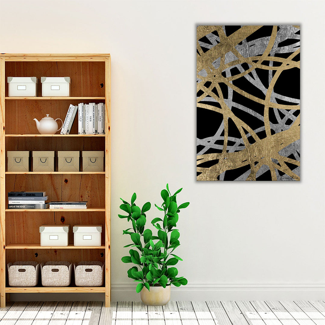 living room wrapped canvas geometric art