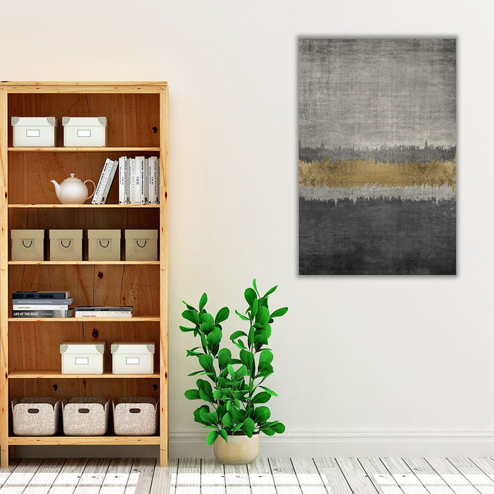 Contemporary gray gold wall art statement piece
