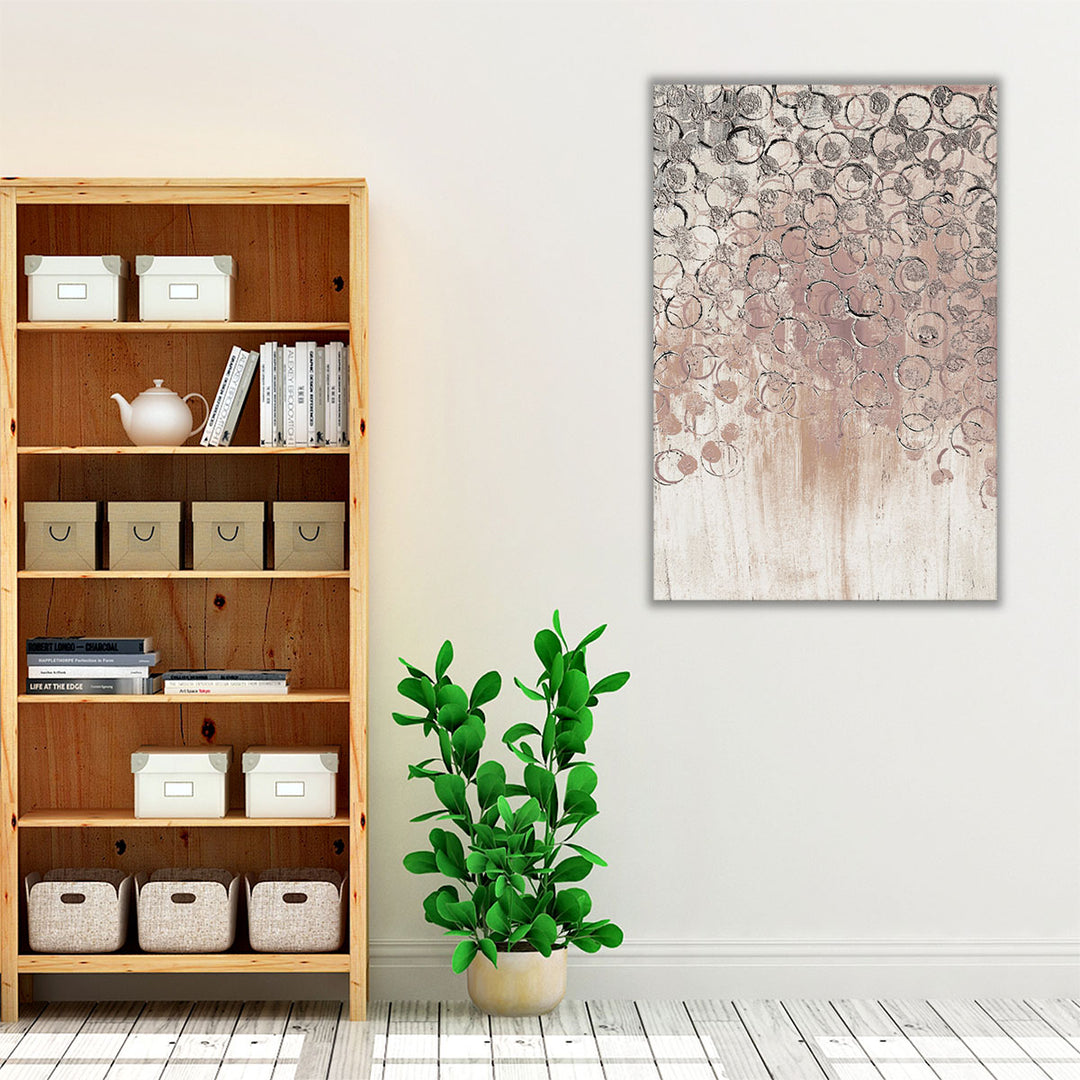 Living room rain motif neutral wall