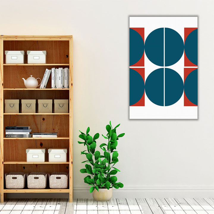 Entryway wall art blue circle minimalist design