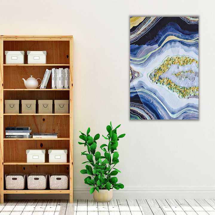 Living room canvas art blue white decor