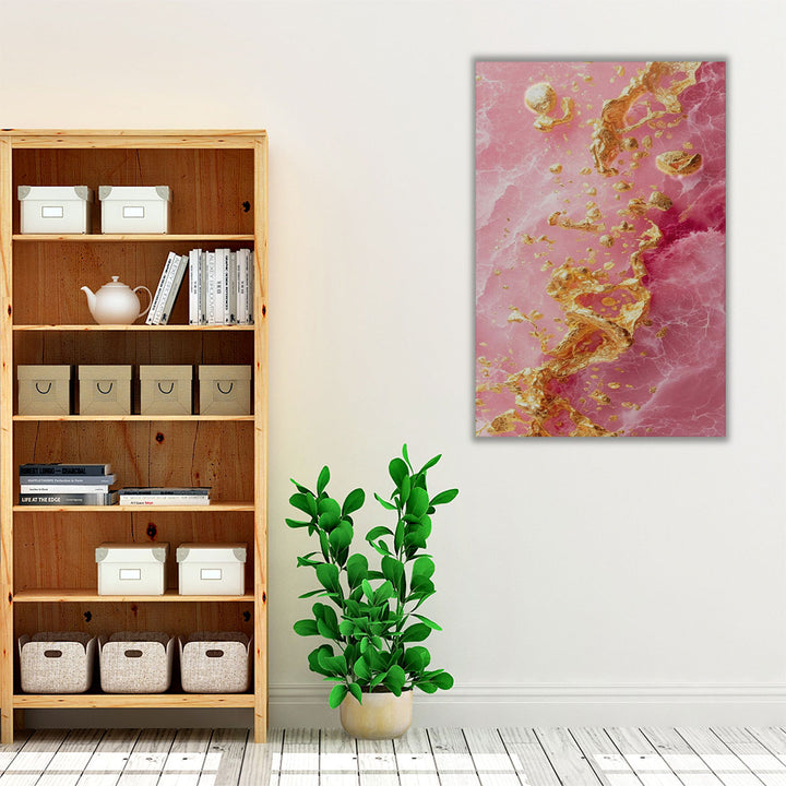 Framed canvas pink and gold marble decor