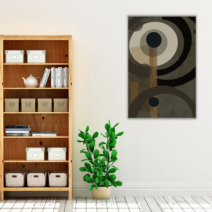 hallway decor – minimalist brown circles