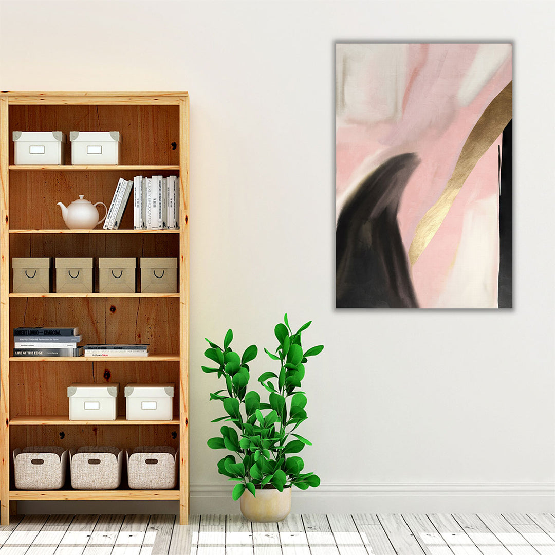 Pink brushstroke abstract canvas art