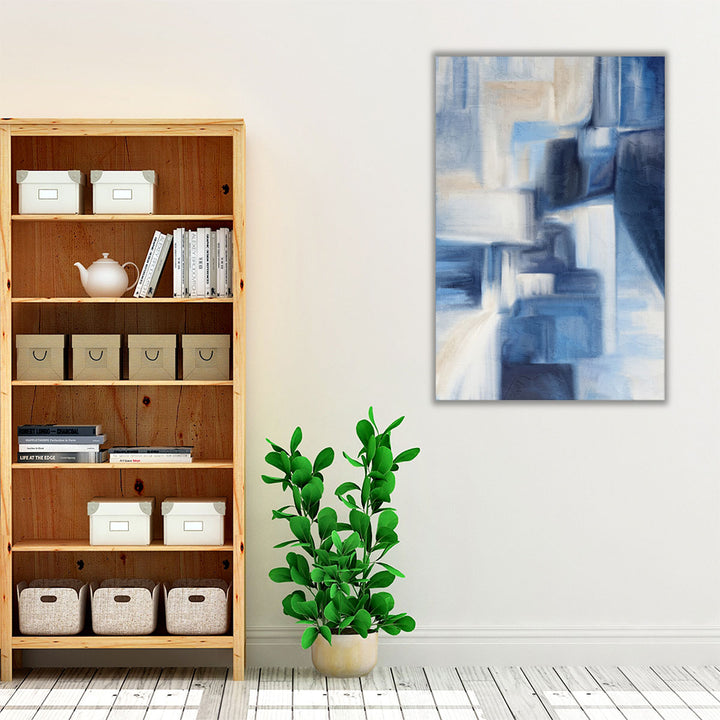 Minimal blue canvas artwork for living spaces