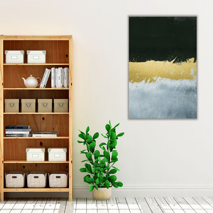 Entryway wall art black gold white