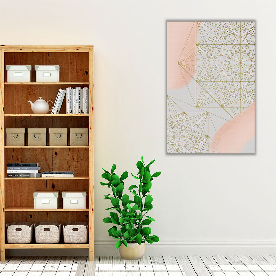 neutral living room wrapped canvas abstract art