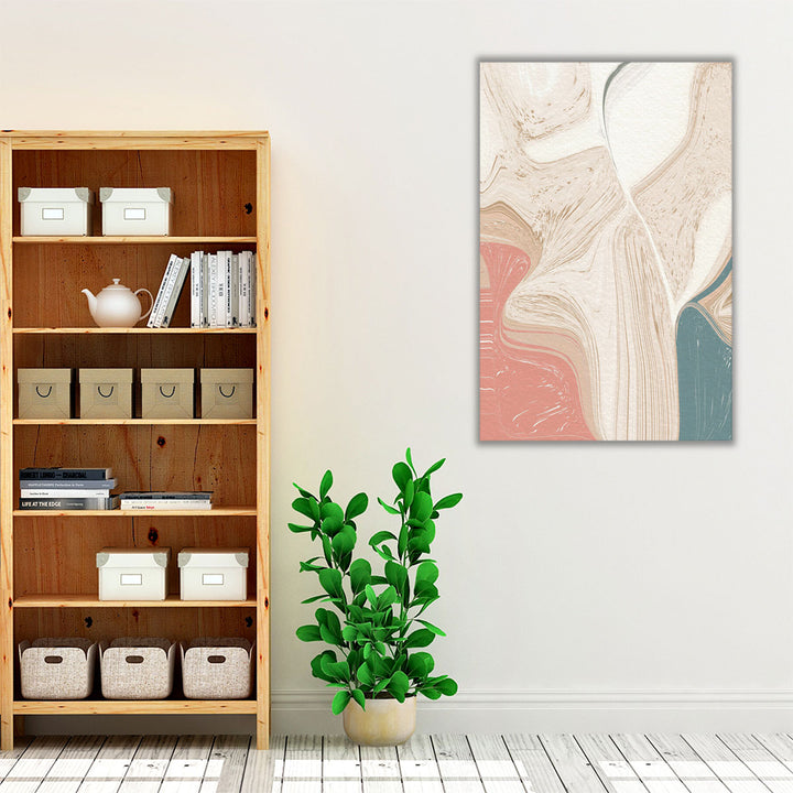 Living room framed canvas soft pink neutral