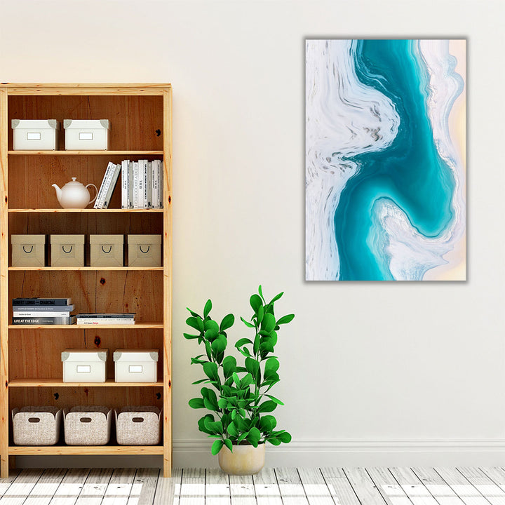 bathroom art – serene blue abstract panel