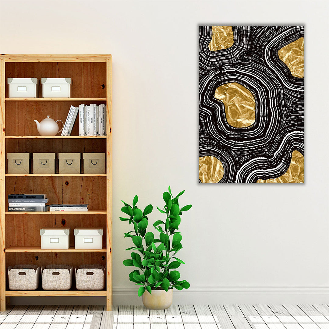 Living room canvas gold black decor