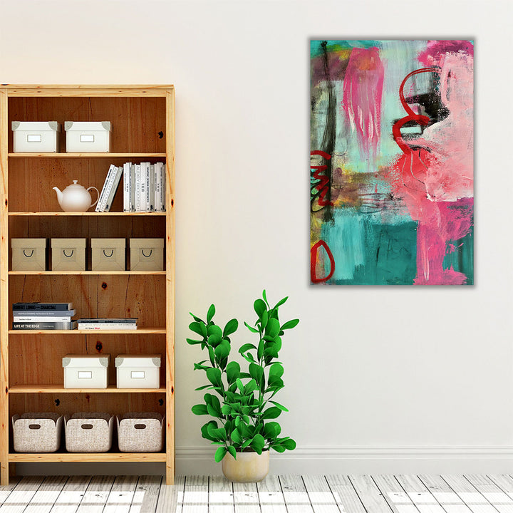 espresso framed canvas pink living room decor
