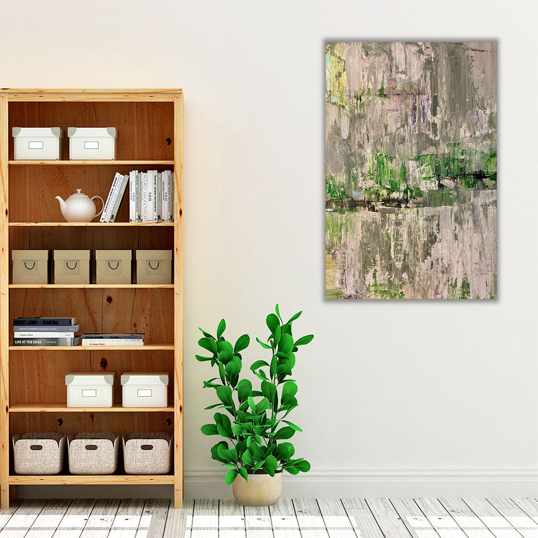 white framed canvas hallway art accent