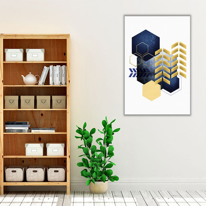 contemporary hallway art – blue and white abstraction