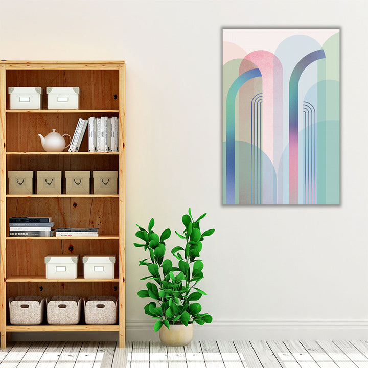 Blue Green Living Room Art – mid century geometric minimalist décor