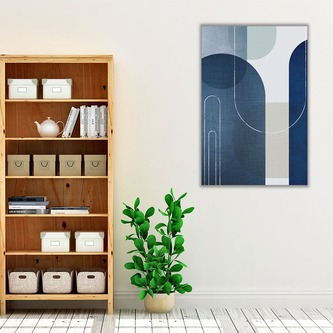 Blue Neutral Farmhouse Art – minimalist geometric print for rustic spaces