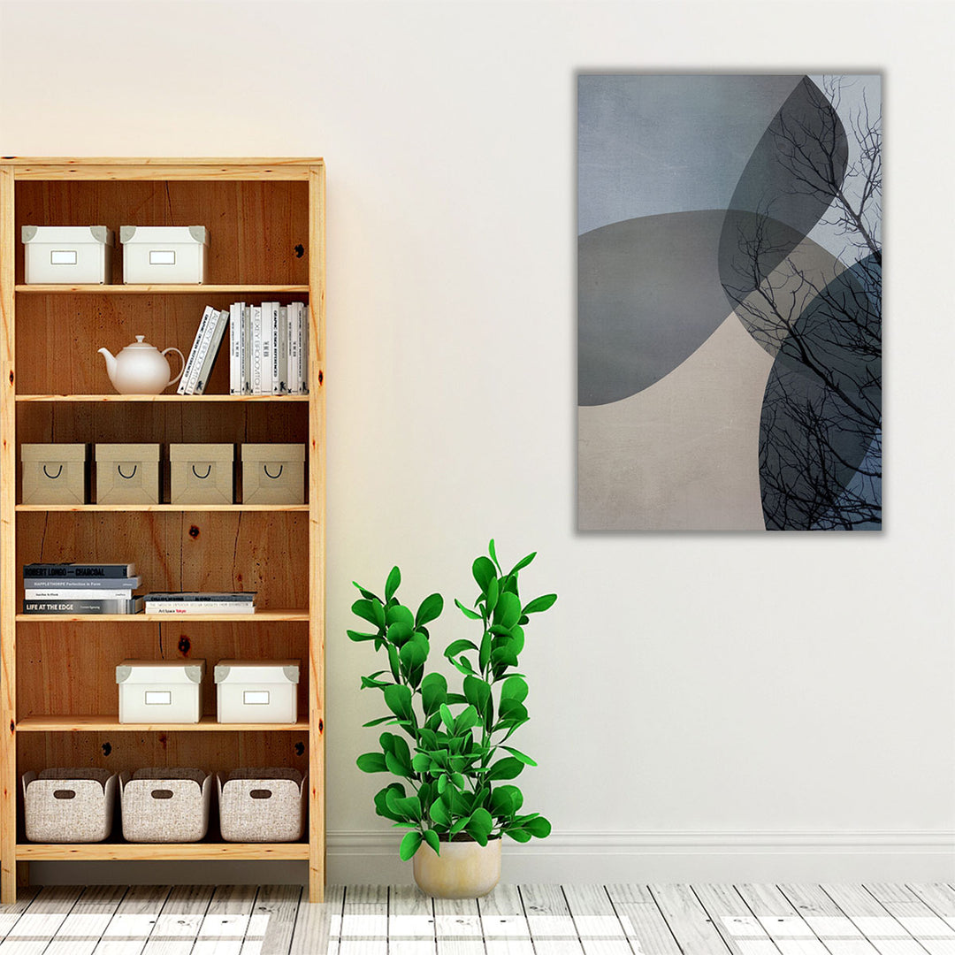 hallway wall art – abstract gray tree composition