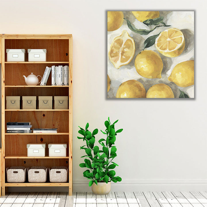 yellow and neutral kitchen art – citrus still life