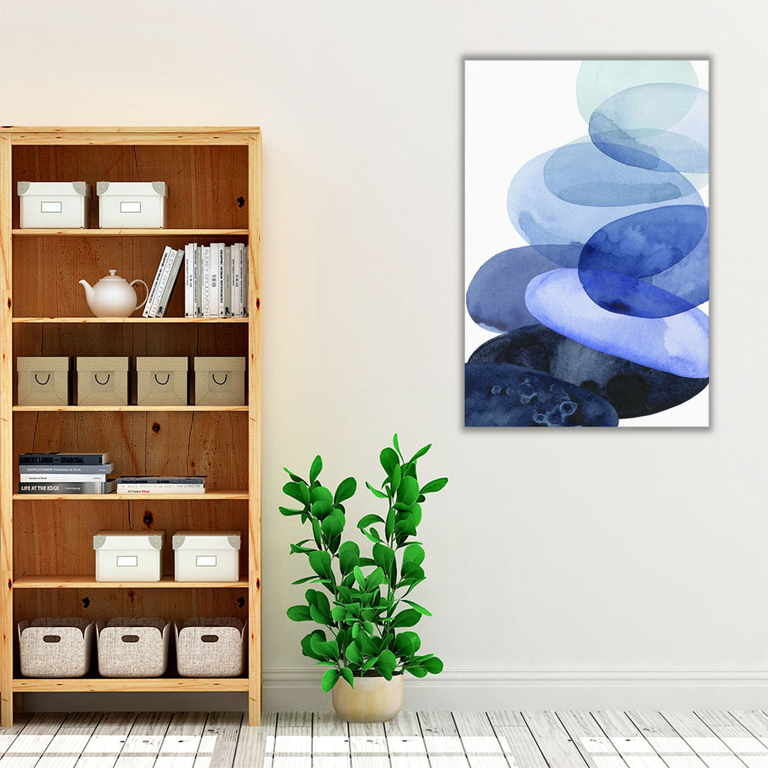 Entryway wall decor blue white minimalist style