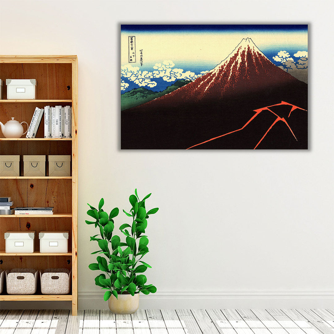 Blue brown and white wall art with cloud view