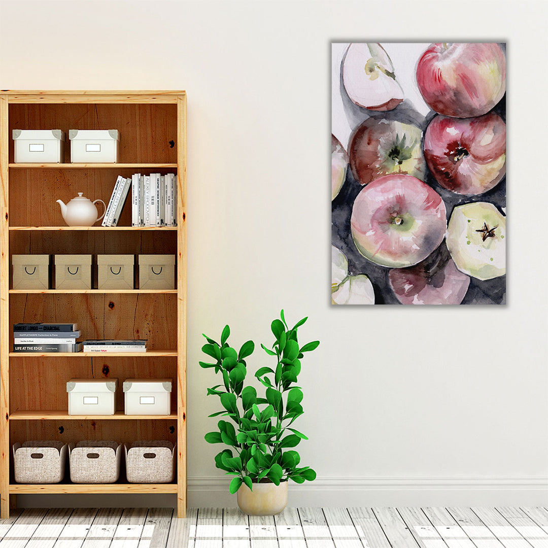 Red kitchen canvas print – vibrant apple scene