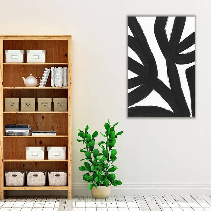 modern abstract print – sleek white canvas with black lines
