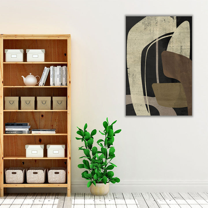 espresso framed canvas warm beige tones