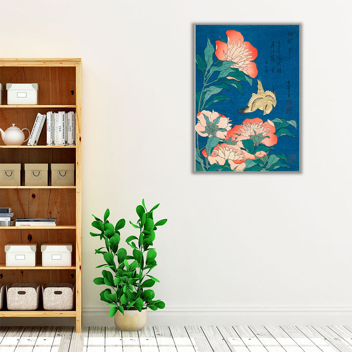 Peonies And Canary, 1833 - Canvas Print Wall Art