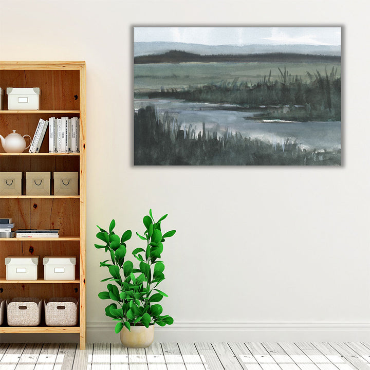 Elegant hallway wall décor with landscape and watercolor art