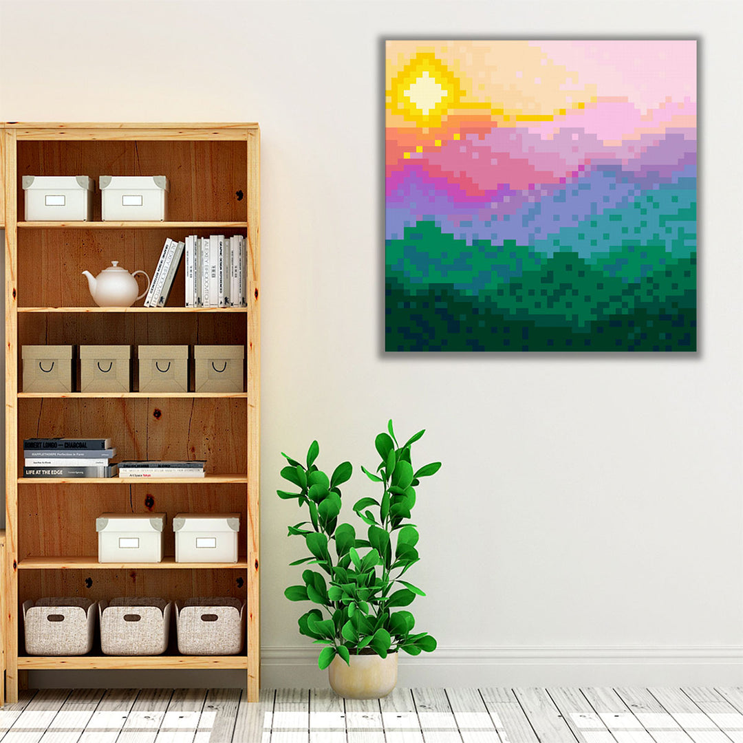 Modern geometric landscape artwork