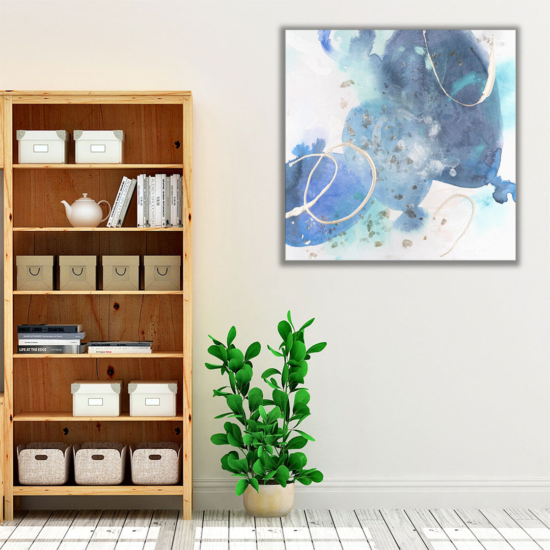 Framed canvas blue abstract decor
