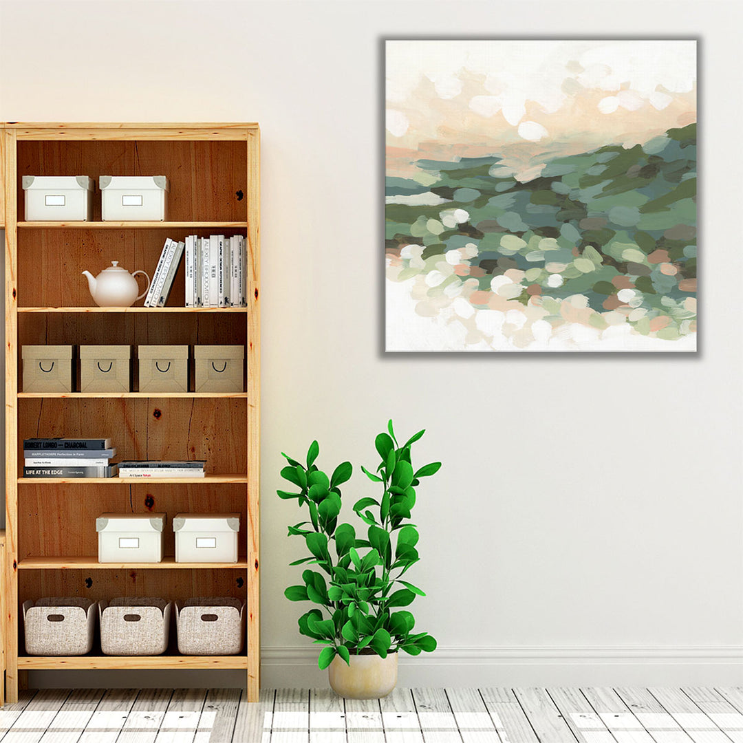 Green Neutral Bedroom Art – modern landscape print with calming design