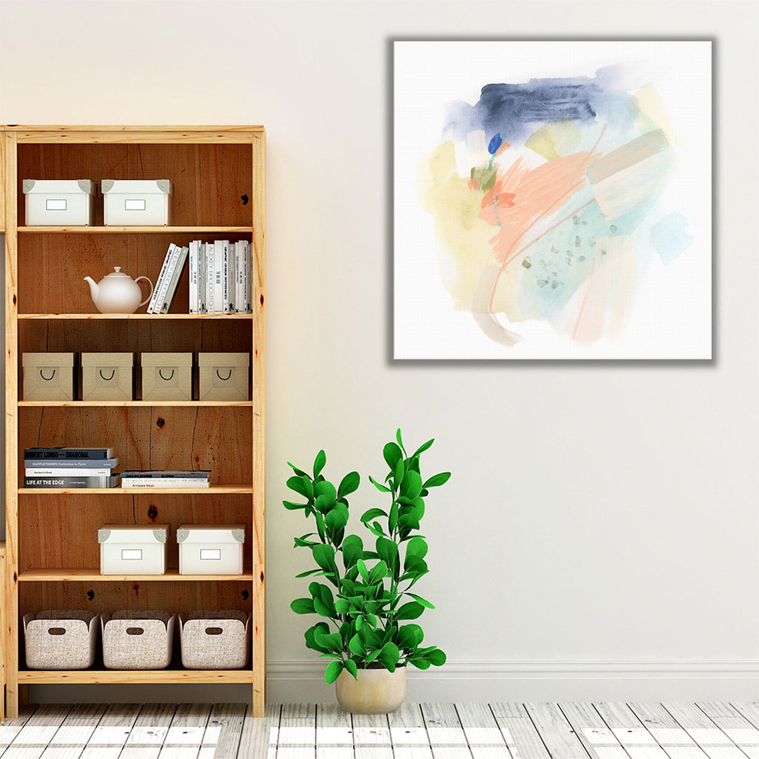 Neutral Living Room Wall Art – soft watercolor canvas with star design
