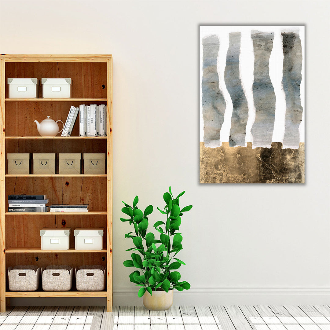 Textured grey and gold artwork for hallway