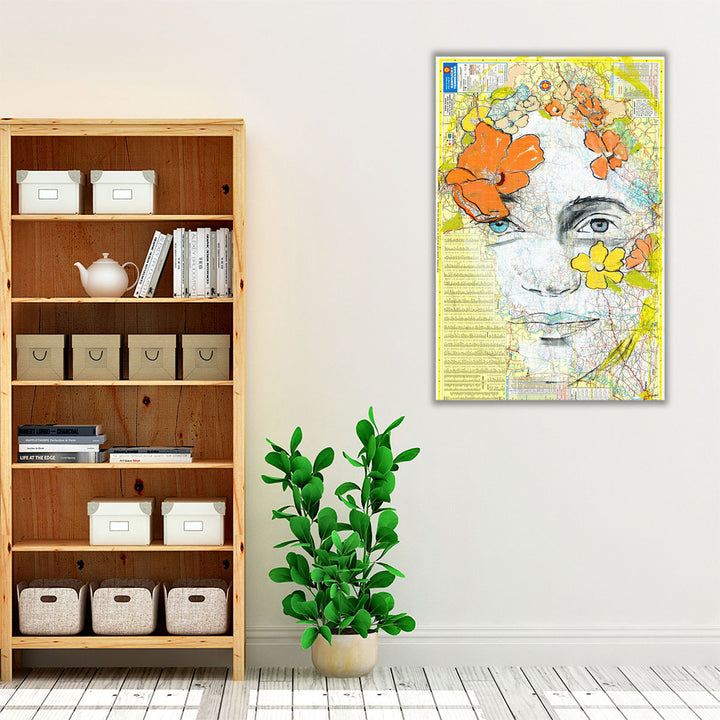 Wrapped canvas yellow neutral map artwork