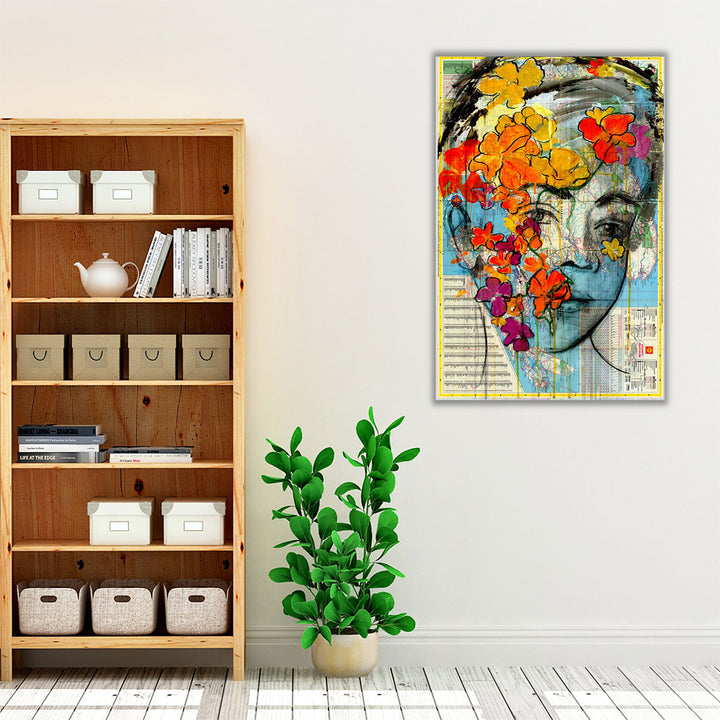Neutral bedroom wall décor yellow floral canvas