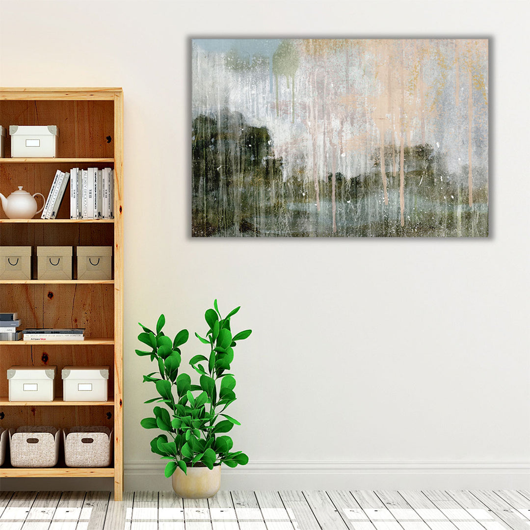 Elegant abstract art with green and neutral hues for living room