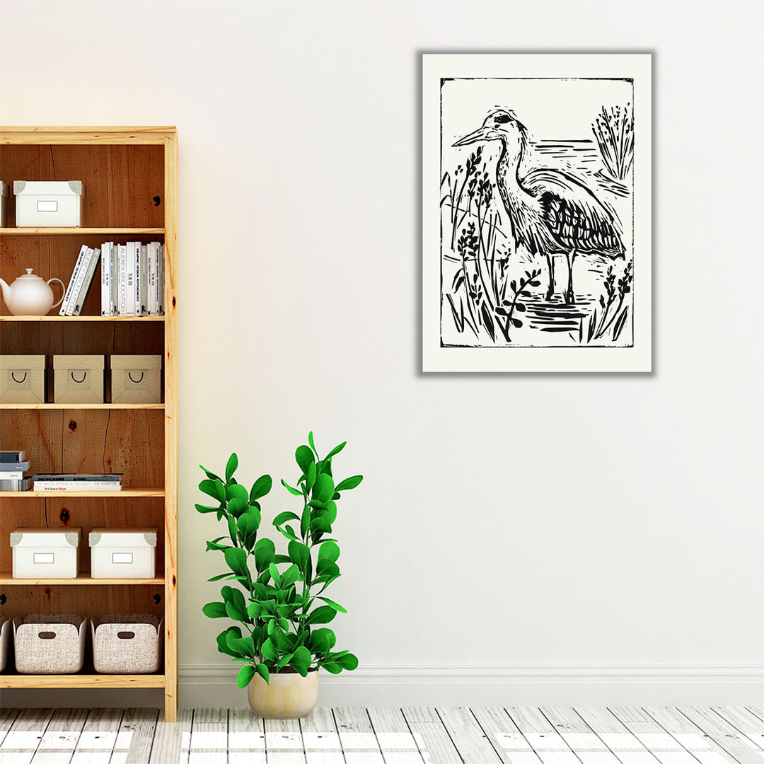 Linocut Style Seabird I - Canvas Print Wall Art