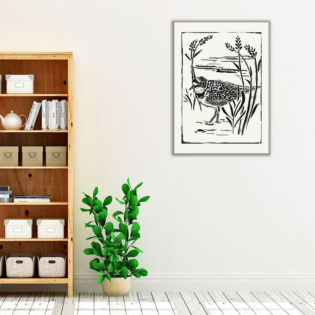 Linocut Style Seabird IV - Canvas Print Wall Art