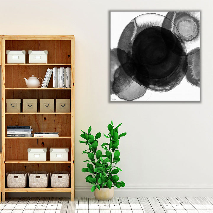 Black Circle Abstract - Canvas Print Wall Art
