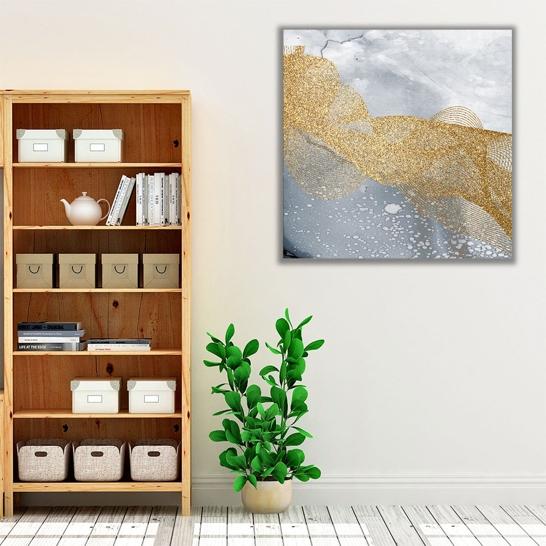 Hallway wall decor gold gray modern style