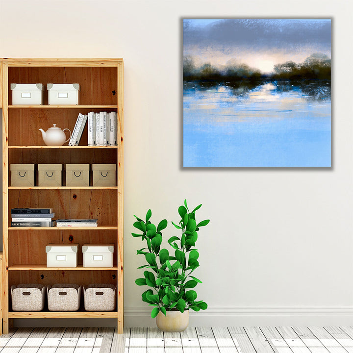 Contemporary living room wall décor scenic blue