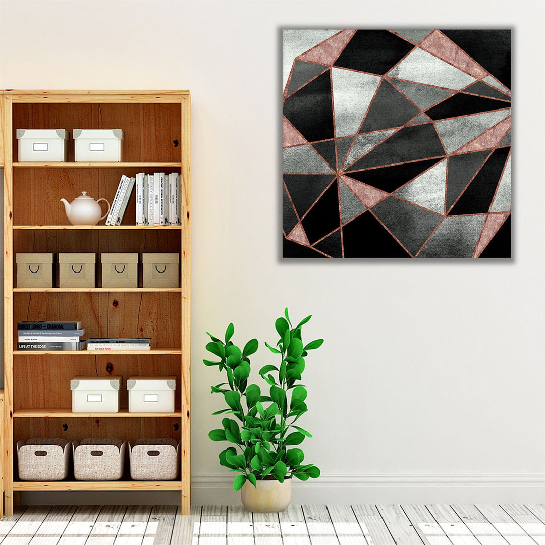 Blush and grey wall art for hallway